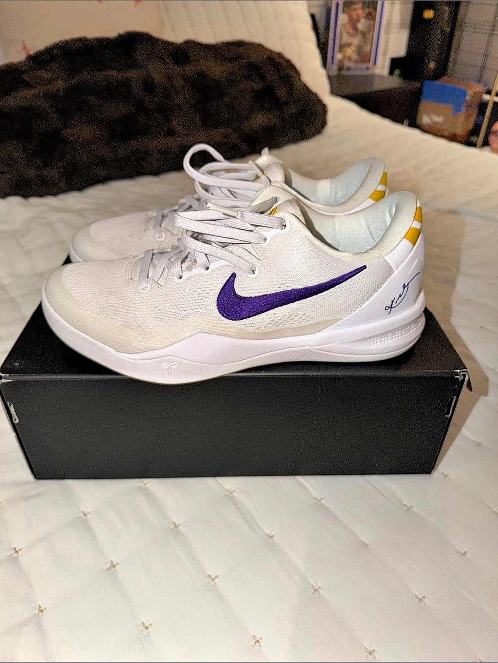 Nike Kobe 8 Protro "Lakers Home" Basketball Shoes White & Purple